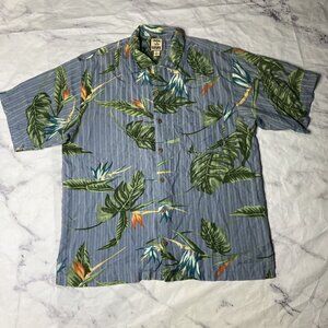 Tommy Bahama Silk Hawaiian Shirt Men’s Size Large Blue Floral S/S H102